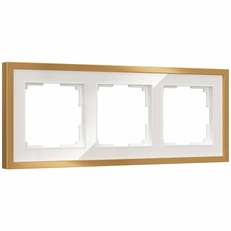 Изображение Рамка на 3 поста Baguette (белый/золотистая латунь) W0032853